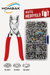 200 adet Paslanmaz Çelik Çıtçıt ve Pense Seti Metal Çıt Çıt Makinesi 50 set Çıtçıt
